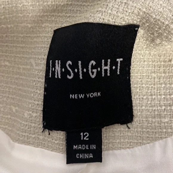 Insight Blazer Ivory Double Row Big Buttons Lace Hem Vintage 80's Style Size 12 - Picture 5 of 9